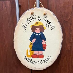 Vintage 1990s Plain Jane “No Outfit is Complete Without Cat Hair” Wall Art Slate